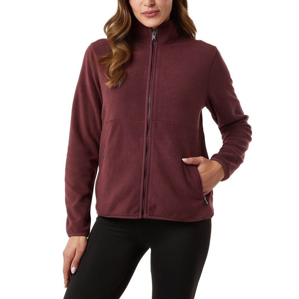 32 Degrees Women's Fleece Full Zip Jacket, Dark Red, Size: Small, New